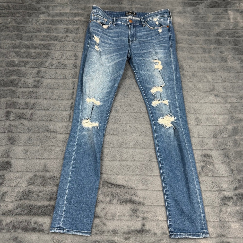 Abercrombie & Fitch Harper Super Skinny Distressed Jeans Blue Womens 26/2S 15180